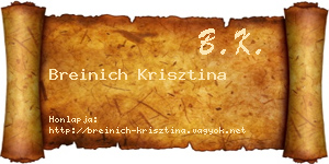 Breinich Krisztina névjegykártya